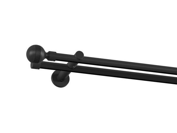 19x19mm-es függönykarnis - belső sínes rúd -  kétsoros - GABI - fekete 1