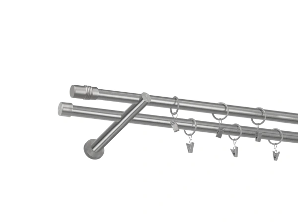 19x19mm-es függönykarnis - kétsoros - CYLINDER - satin