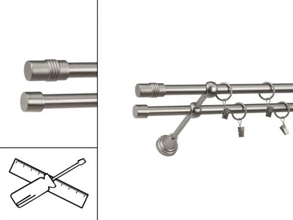 Kétsoros 16x16mm karnis - CYLINDER - satin