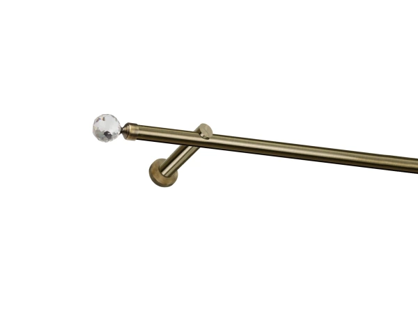 19mm-es függönykarnis - belső sínes rúd - egysoros - CRYSTAL GOLYÓ - antik 1