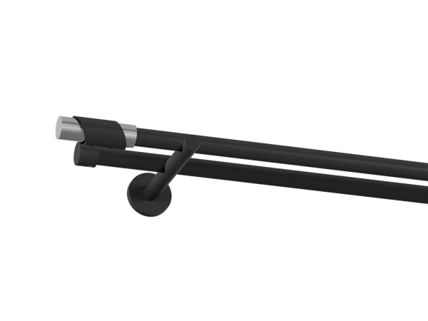 19x19mm-es függönykarnis - egyszerű rúd - kétsoros - PARIS - fekete 1