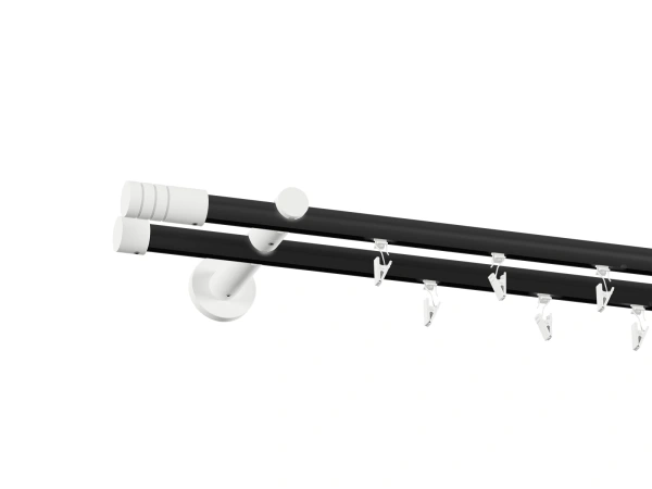 19x19mm-es függönykarnis - belső sínes rúd -  kétsoros - TECHNO - fekete-fehér 2