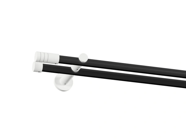 19x19mm-es függönykarnis - belső sínes rúd -  kétsoros - TECHNO - fekete-fehér 1
