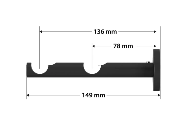 19x19mm-es függönykarnis - egyszerű rúd - kétsoros - PULLO - fekete 3