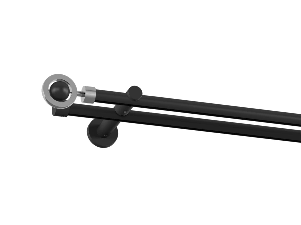 19x19mm-es függönykarnis - belső sínes rúd -  kétsoros - SFERA - fekete 1