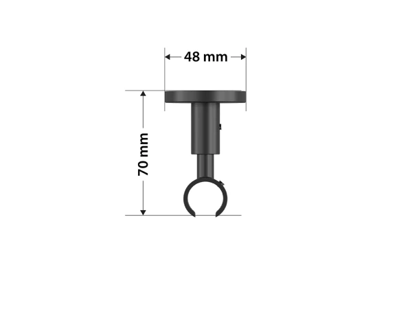 19mm-es függönykarnis - belső sínes rúd -  egysoros - TECHNO - fekete 5