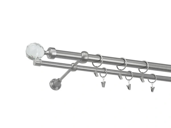 25x16mm-es függönykarnis - kétsoros - CRYSTAL GOLYÓ - satin