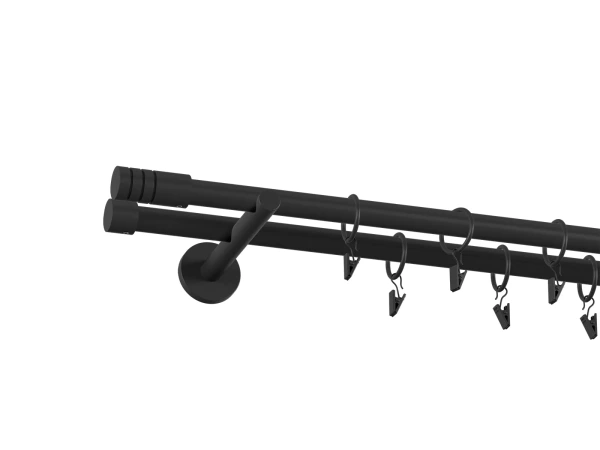 19x19mm-es függönykarnis - egyszerű rúd - kétsoros - TECHNO - fekete