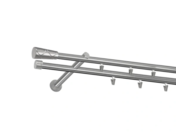 19x19mm-es függönykarnis - belső sínes rúd - kétsoros - TRAPEZIUM - satin