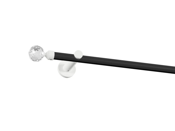 19mm-es függönykarnis - belső sínes rúd -  egysoros - CRYSTAL GOLYÓ - fekete-fehér 1