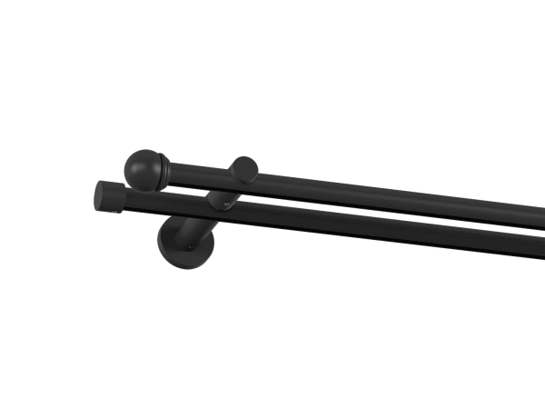 19x19mm-es függönykarnis - belső sínes rúd -  kétsoros - TODI MAX - fekete 1