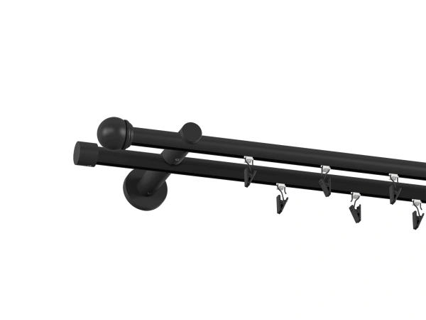 19x19mm-es függönykarnis - belső sínes rúd -  kétsoros - TODI MAX - fekete 2