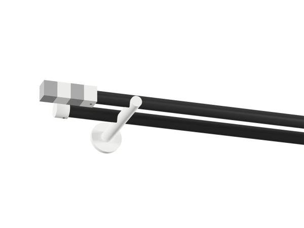 19x19mm-es függönykarnis - egyszerű rúd - kétsoros - KVADRAT - fekete-fehér 1
