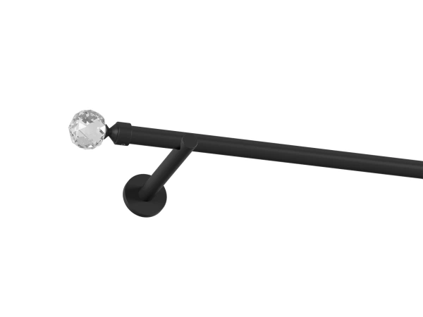 19mm-es függönykarnis - egyszerű rúd - egysoros - CRYSTAL GOLYÓ - fekete 1