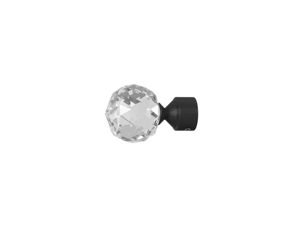 19x19mm-es függönykarnis - egyszerű rúd - kétsoros - CRYSTAL GOLYÓ - fekete